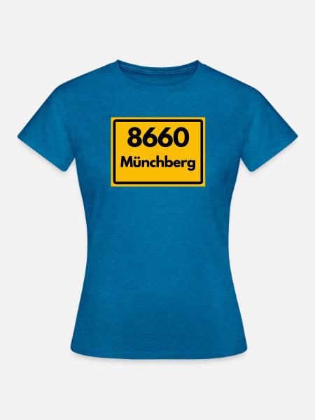 ALTE POSTLEITZAHL PLZ 8660 MÜNCHBERG HEIMATSTOLZ - Frauen T-Shirt - Antikblaues Saphir meliert