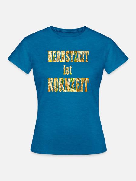 Herbst Schrift - Frauen T-Shirt - Antikblaues Saphir meliert