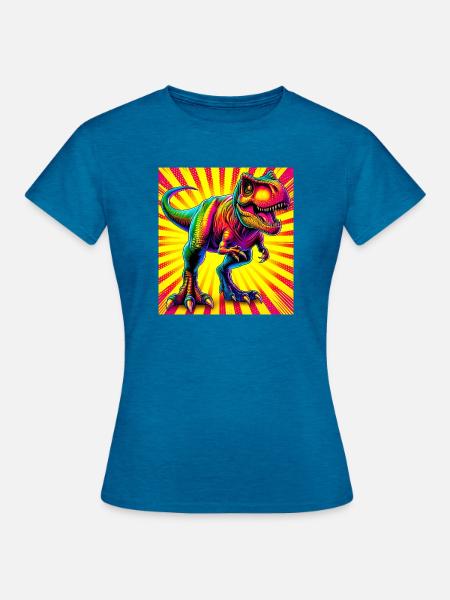 Dinosaurier - Frauen T-Shirt - Antikblaues Saphir meliert