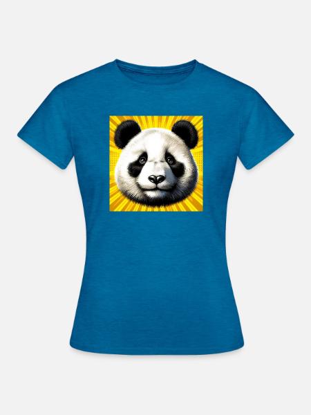Panda - Frauen T-Shirt - Antikblaues Saphir meliert
