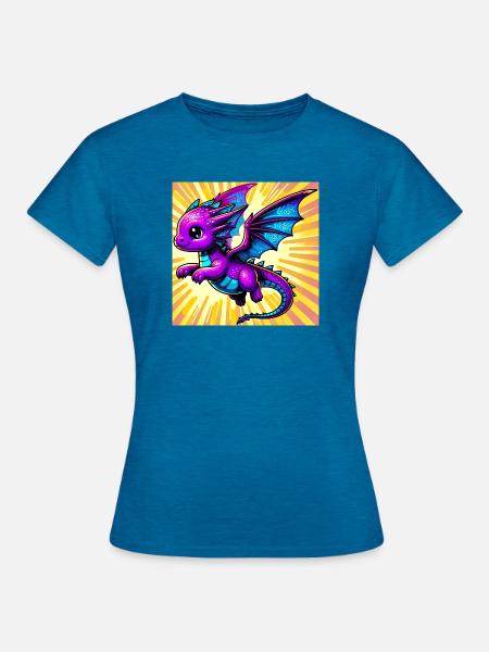 Drache - Frauen T-Shirt - Antikblaues Saphir meliert