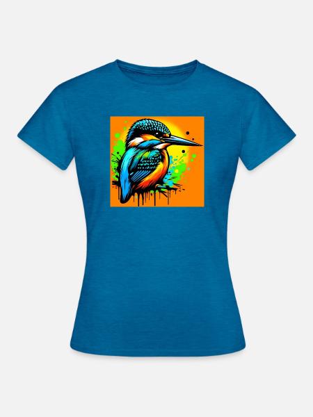Eisvogel - Frauen T-Shirt - Antikblaues Saphir meliert