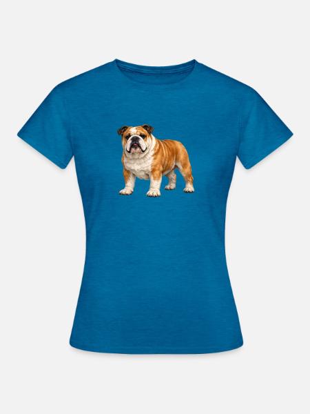 Englischer Bulldogge - Frauen T-Shirt - Antikblaues Saphir meliert