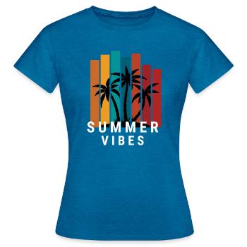 Ambiance estivale - T-shirt Femme - bleu saphir antique chiné - Devant - AI Model Female 172 dark (172cm)