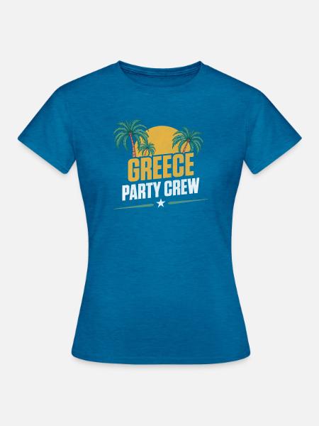Greece Party Crew - Frauen T-Shirt - Antikblaues Saphir meliert