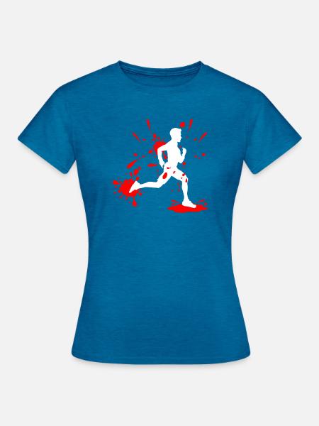 Mud Run Man – Splash Runner - Frauen T-Shirt - Antikblaues Saphir meliert