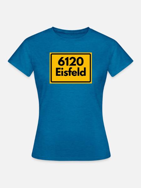 Alte Postleitzahl 6120 Eisfeld | DDR - Frauen T-Shirt - Antikblaues Saphir meliert