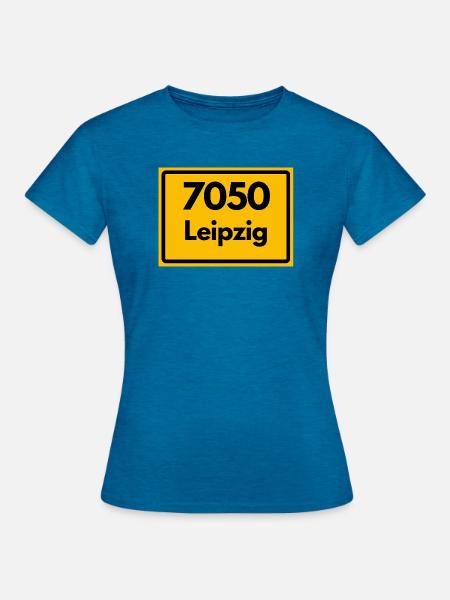 7050 LEIPZIG HEIMATSTOLZ ORIGINAL KULT PUR SACHSEN - Frauen T-Shirt - Antikblaues Saphir meliert