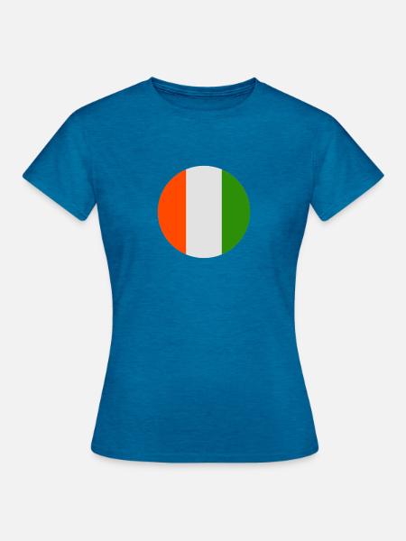 Runde irische Flagge - Frauen T-Shirt - Antikblaues Saphir meliert