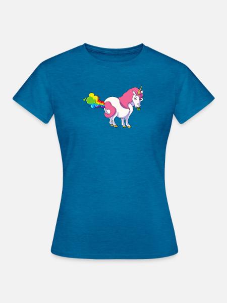 Pupsi Einhorn - Frauen T-Shirt - Antikblaues Saphir meliert