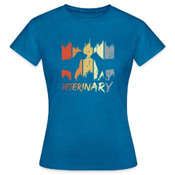 Look vintage vétérinaire - T-shirt Femme - bleu saphir antique chiné - Devant - AI Model Female 172 dark (172cm)