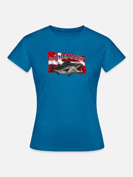 Dänemark Köhler Angeln - Frauen T-Shirt - Antikblaues Saphir meliert