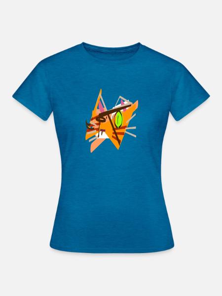Funny Kitten Abstract - Frauen T-Shirt - Antikblaues Saphir meliert