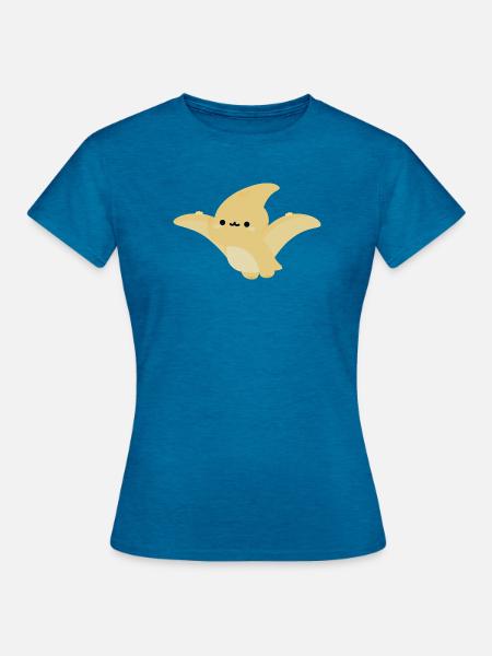 Kawaii Pterodaktylus Mohn - Frauen T-Shirt - Antikblaues Saphir meliert