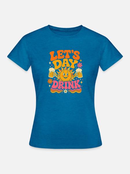 Sonne, Bier & Feierlaune - Frauen T-Shirt - Antikblaues Saphir meliert
