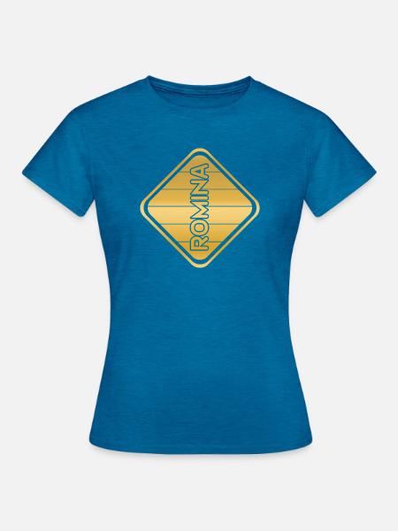 Romina als Ehefrau - Frauen T-Shirt - Antikblaues Saphir meliert