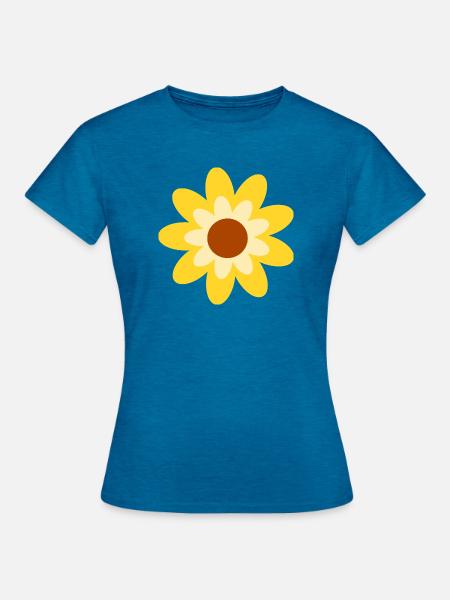 70er Jahre Blume Muster Hippie Geschenk - Frauen T-Shirt - Antikblaues Saphir meliert
