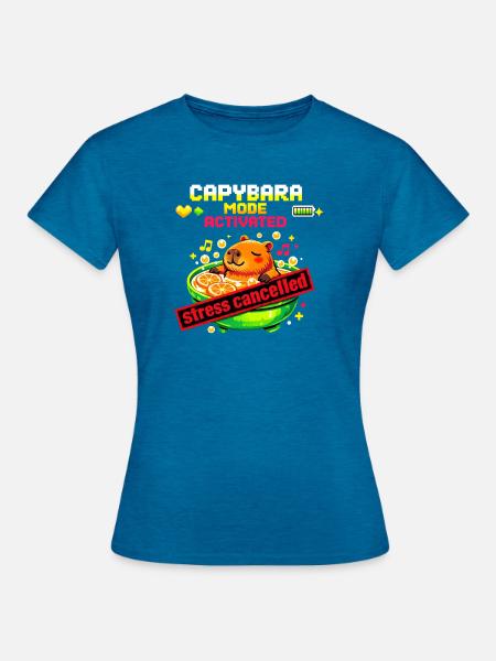 Capybara Modus Aktiviert – Stress Abgebaut - Frauen T-Shirt - Antikblaues Saphir meliert