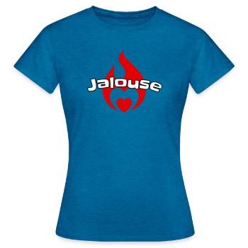 Jalouse  - T-shirt Femme - bleu saphir antique chiné - Devant - AI Model Female 172 dark (172cm)