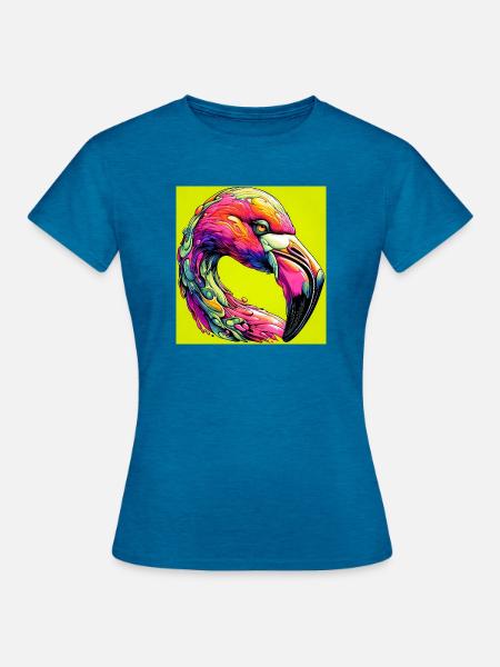 Flamingo - Frauen T-Shirt - Antikblaues Saphir meliert