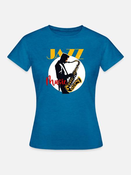 Jazz Music – Retro Jazz Club & Music Lover - Frauen T-Shirt - Antikblaues Saphir meliert