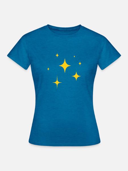 Glimmernde Sternenfunken - Frauen T-Shirt - Antikblaues Saphir meliert