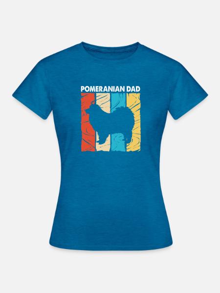 Zwergspitz Pomeranian Papa - Frauen T-Shirt - Antikblaues Saphir meliert