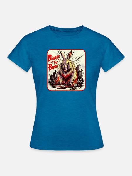 Horror Hase Fun - Frauen T-Shirt - Antikblaues Saphir meliert