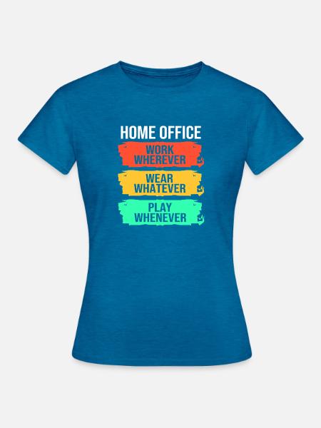 Remote Homeoffice - Frauen T-Shirt - Antikblaues Saphir meliert