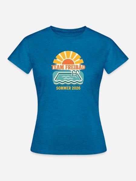 Team Freibad Sommer 2026 - Frauen T-Shirt - Antikblaues Saphir meliert