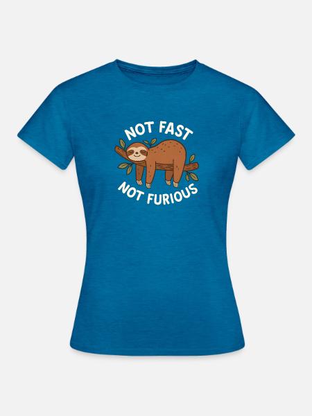 Langsam entspanntes Faultier - Frauen T-Shirt - Antikblaues Saphir meliert