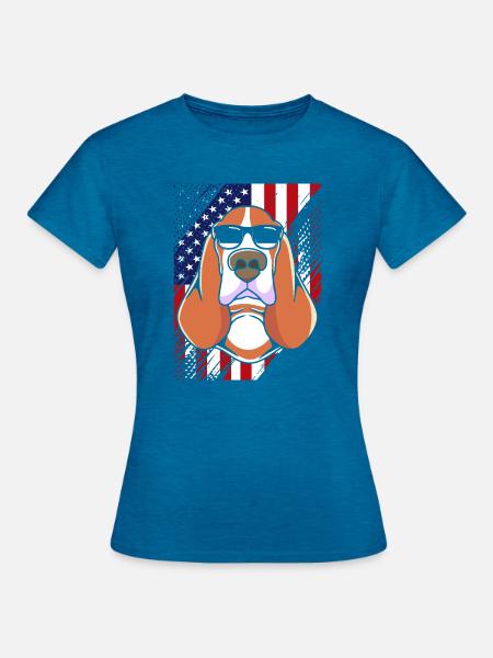 Basset Hound - Frauen T-Shirt - Antikblaues Saphir meliert