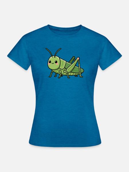 Grashüpfer Heuschrecke lustiges Geschenk - Frauen T-Shirt - Antikblaues Saphir meliert