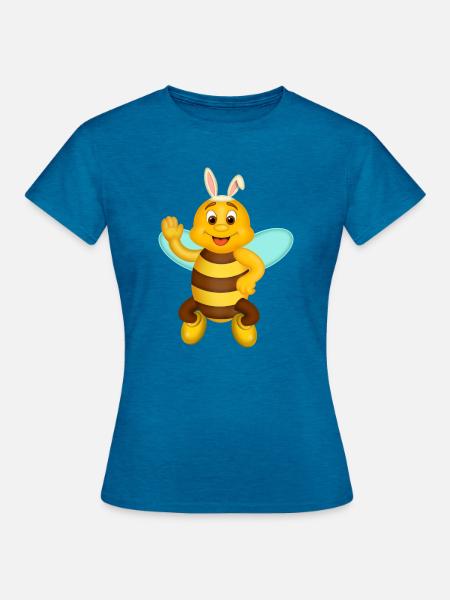 Niedliche Biene mit Hasenohren - Frauen T-Shirt - Antikblaues Saphir meliert