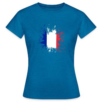 FranzösischeFlagge Spritzer - Frauen T-Shirt - Antikblaues Saphir meliert - Vorne - AI Model Female 172 dark (172cm)