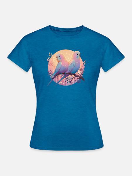 Wellensittiche - Frauen T-Shirt - Antikblaues Saphir meliert