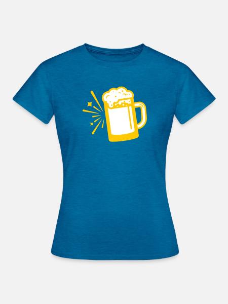 Bierkrug - Frauen T-Shirt - Antikblaues Saphir meliert