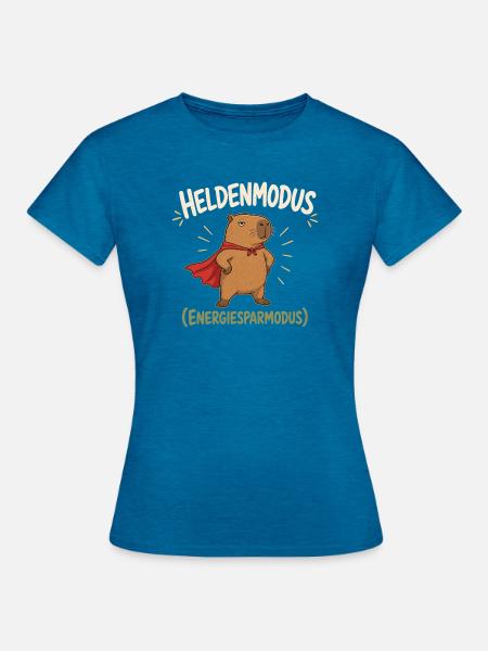Superheld Capybara Heldenmodus - Frauen T-Shirt - Antikblaues Saphir meliert