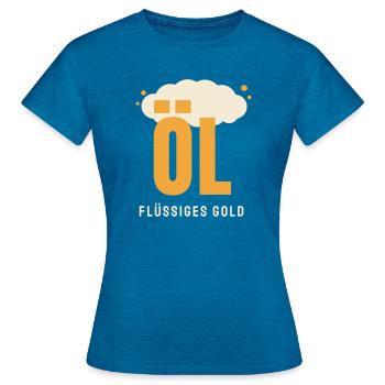Öl Bier lustiger Spruch Bierliebhaber Geschenk - Frauen T-Shirt - Antikblaues Saphir meliert - Vorne - AI Model Female 172 dark (172cm)