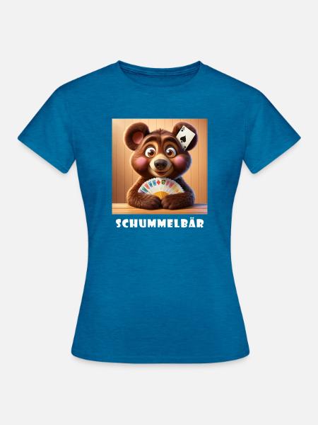 Schummelbär - Frauen T-Shirt - Antikblaues Saphir meliert