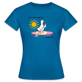 Canard au paddle debout - T-shirt Femme - bleu saphir antique chiné - Devant - AI Model Female 172 dark (172cm)