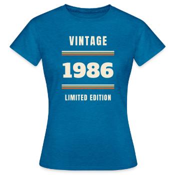 Vintage 1986 - Cadeau vintage pour le 40e anniversaire - T-shirt Femme - bleu saphir antique chiné - Devant - AI Model Female 172 dark (172cm)