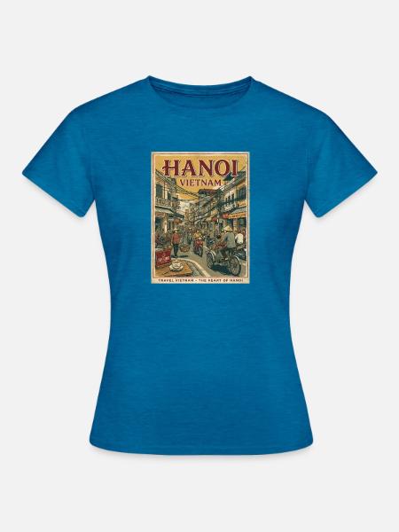 Hanoi Vietnam Sunset - Frauen T-Shirt - Antikblaues Saphir meliert