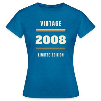 Vintage 2008 - Cadeau vintage pour le 18e anniversaire - T-shirt Femme - bleu saphir antique chiné - Devant - AI Model Female 172 dark (172cm)