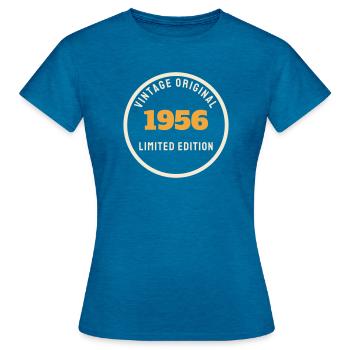 Vintage 1956 Original Limited Edition 70th Birthday - Women's T-Shirt - antique blue sapphire heather - Front - AI Model Female 172 dark (172cm)