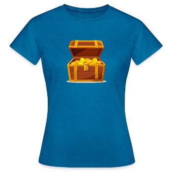 Schatztruhe - Frauen T-Shirt - Antikblaues Saphir meliert - Vorne - AI Model Female 172 dark (172cm)