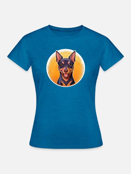 Pinscher (Comic-Porträt) - Frauen T-Shirt - Antikblaues Saphir meliert