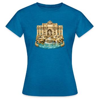 Trevi-Brunnen - Frauen T-Shirt - Antikblaues Saphir meliert - Vorne - AI Model Female 172 dark (172cm)