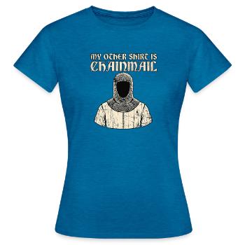 Medieval Knight Armor - Women's T-Shirt - antique blue sapphire heather - Front - AI Model Female 172 dark (172cm)