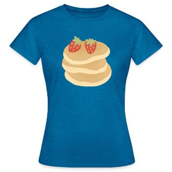 Strawberry Pancake Stack - Women's T-Shirt - antique blue sapphire heather - Front - AI Model Female 172 dark (172cm)